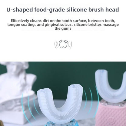 U Shape Sonic Electric Toothbrush 360 Degree Mouth Cleansing Automatic Silicone Toothbrush Cold Blue Light Teeth Whitening Brush