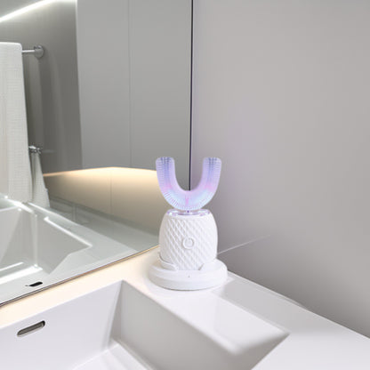 U Shape Sonic Electric Toothbrush 360 Degree Mouth Cleansing Automatic Silicone Toothbrush Cold Blue Light Teeth Whitening Brush